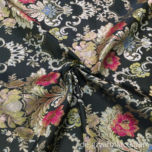 Schwarze Blume Jacquard Brocaed Stoff für Kleid